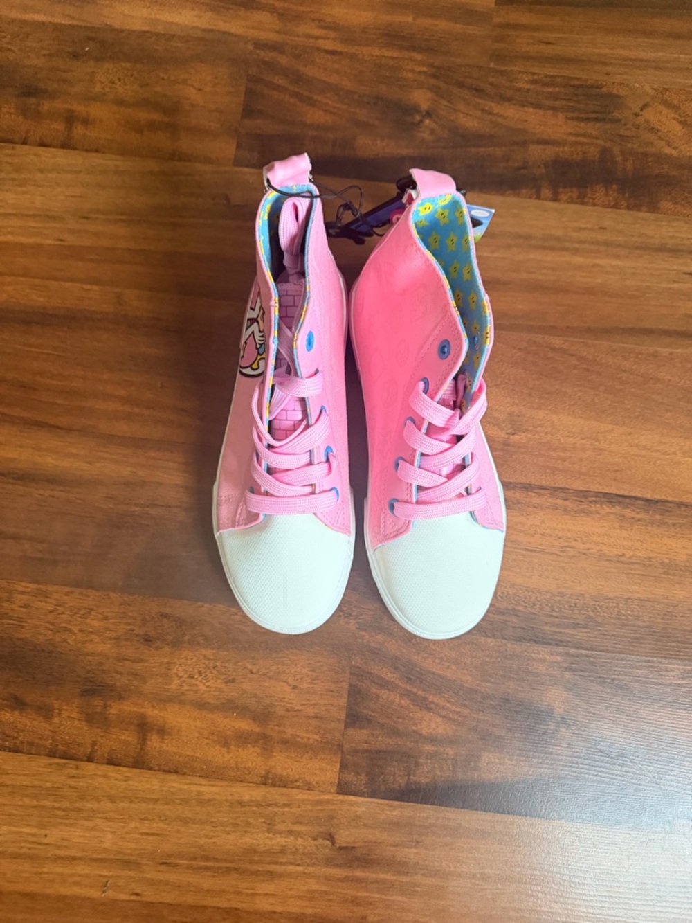 Princess Peach Sneakers Kids Pink High Top Shoes Size 4